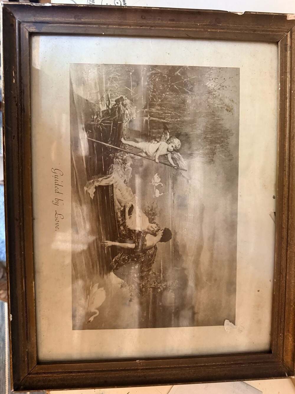 Antique Hamilton Hamilton 'Guided by Love' Photogravure in Gilt Wood Frame